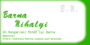 barna mihalyi business card